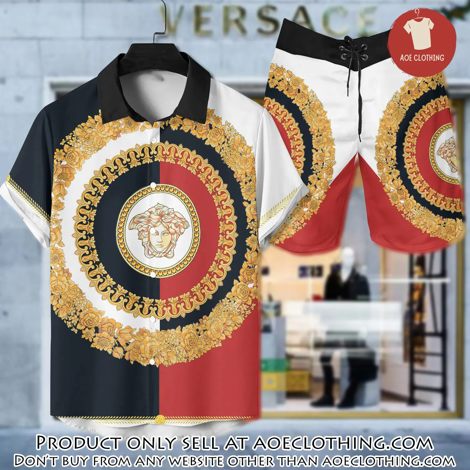 Versace luxury hawaiian shirt & short set lhs1213 aoe1033204